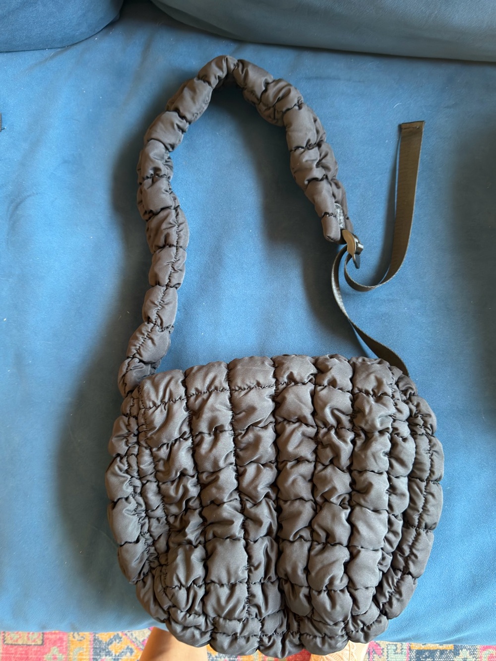 Quilted Puff Shoulder Bag in Black